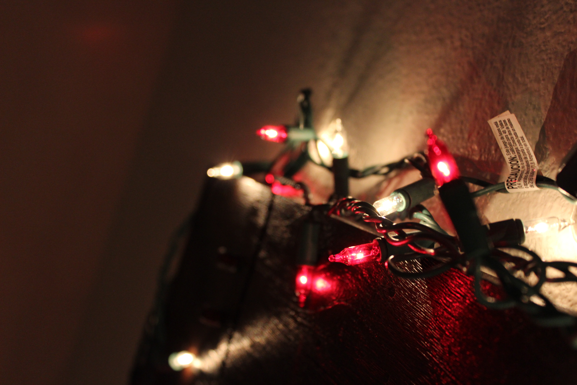Christmas lights up close